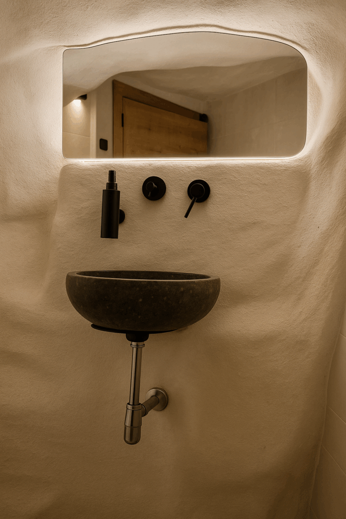 Lavabo excavado en la roca en Kalea Senior Alcalá del Júcar