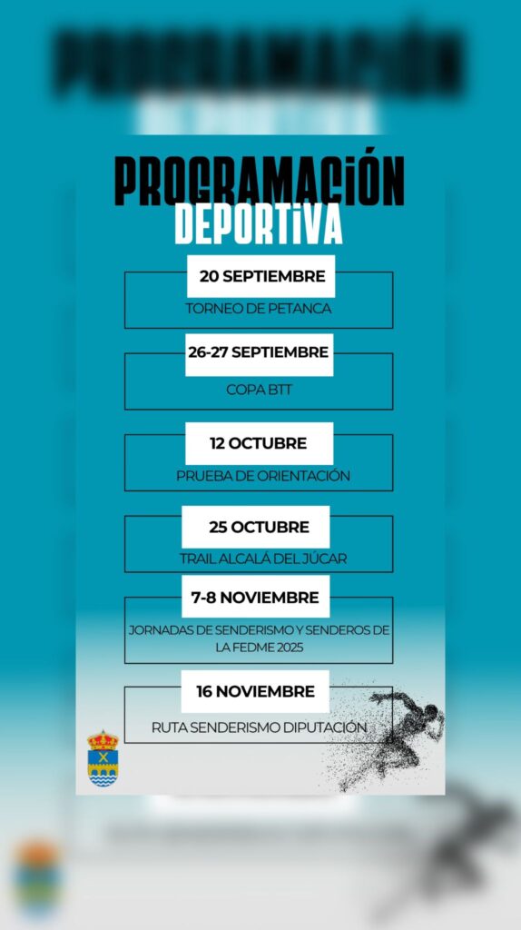 Calendario con las actividades deportivas programadas para el año 2025-2026