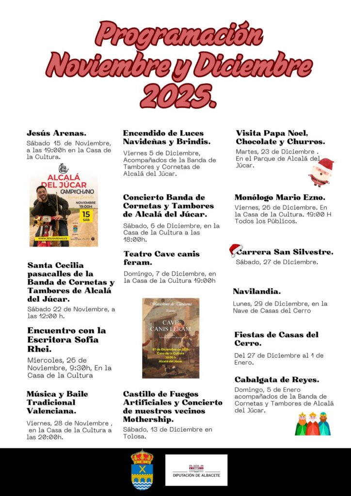 Poster agenda cultural fin de año Alcalá del Júcar